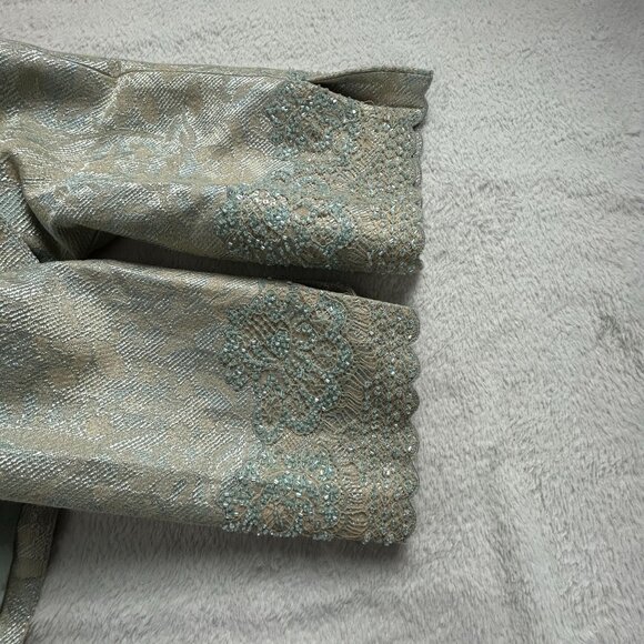 Carmen Marc Valvo Signature Womens Embellished Sleeve Brocade Jacket Size 12 - Picture 6 of 9